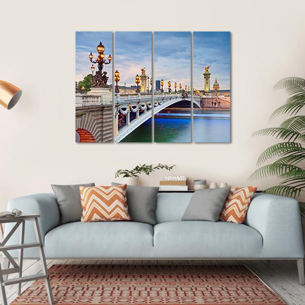 Alexandre III Bridge Located In Paris Canvas Wall Art-4 Horizontal-Gallery Wrap-34" x 24"-Tiaracle