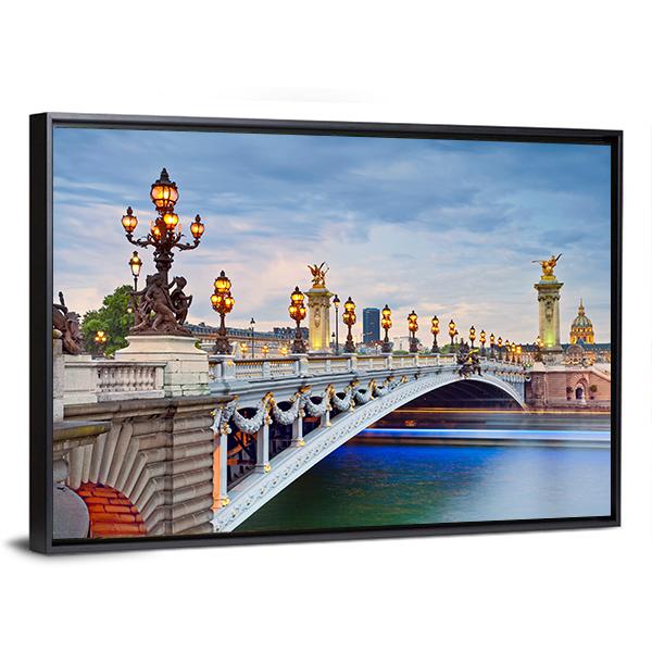 Alexandre III Bridge Located In Paris Canvas Wall Art-3 Horizontal-Gallery Wrap-25" x 16"-Tiaracle