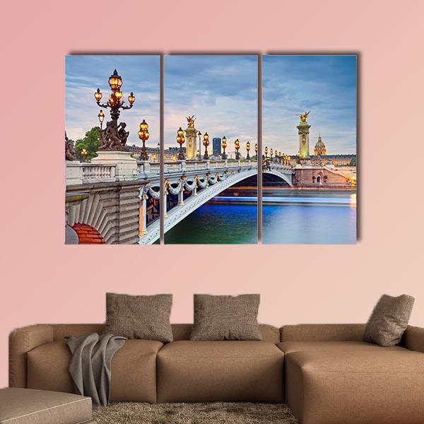 Alexandre III Bridge Located In Paris Canvas Wall Art-3 Horizontal-Gallery Wrap-37" x 24"-Tiaracle
