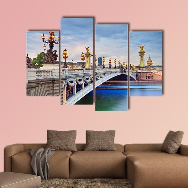 Alexandre III Bridge Located In Paris Canvas Wall Art-4 Pop-Gallery Wrap-50" x 32"-Tiaracle