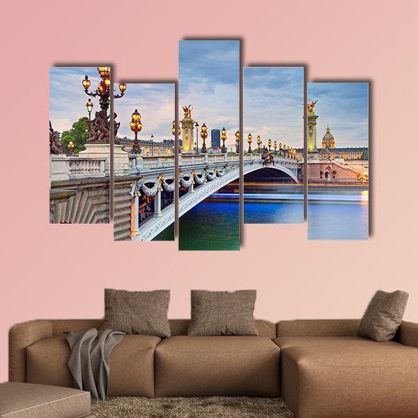Alexandre III Bridge Located In Paris Canvas Wall Art-5 Pop-Gallery Wrap-47" x 32"-Tiaracle
