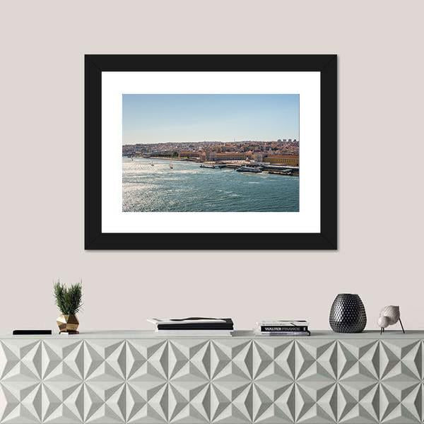 Alfama From The Tagus River Canvas Wall Art-1 Piece-Framed Print-20" x 16"-Tiaracle