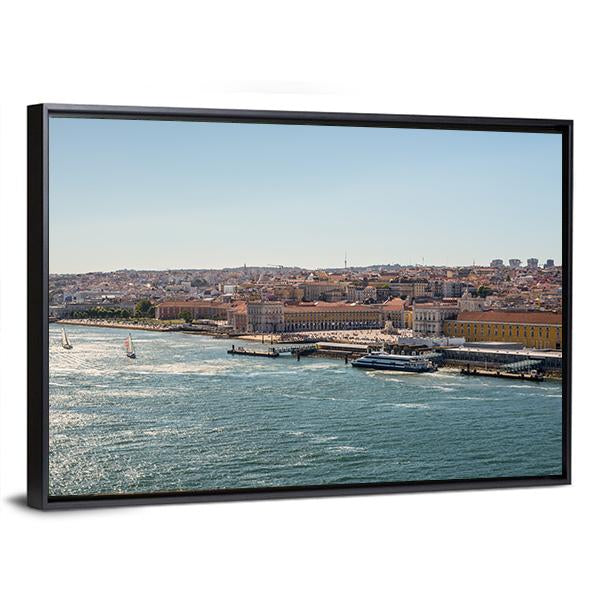 Alfama From The Tagus River Canvas Wall Art-3 Horizontal-Gallery Wrap-25" x 16"-Tiaracle