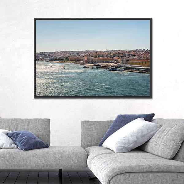 Alfama From The Tagus River Canvas Wall Art-3 Horizontal-Gallery Wrap-25" x 16"-Tiaracle