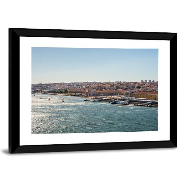 Alfama From The Tagus River Canvas Wall Art-3 Horizontal-Gallery Wrap-25" x 16"-Tiaracle