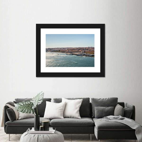 Alfama From The Tagus River Canvas Wall Art-3 Horizontal-Gallery Wrap-25" x 16"-Tiaracle
