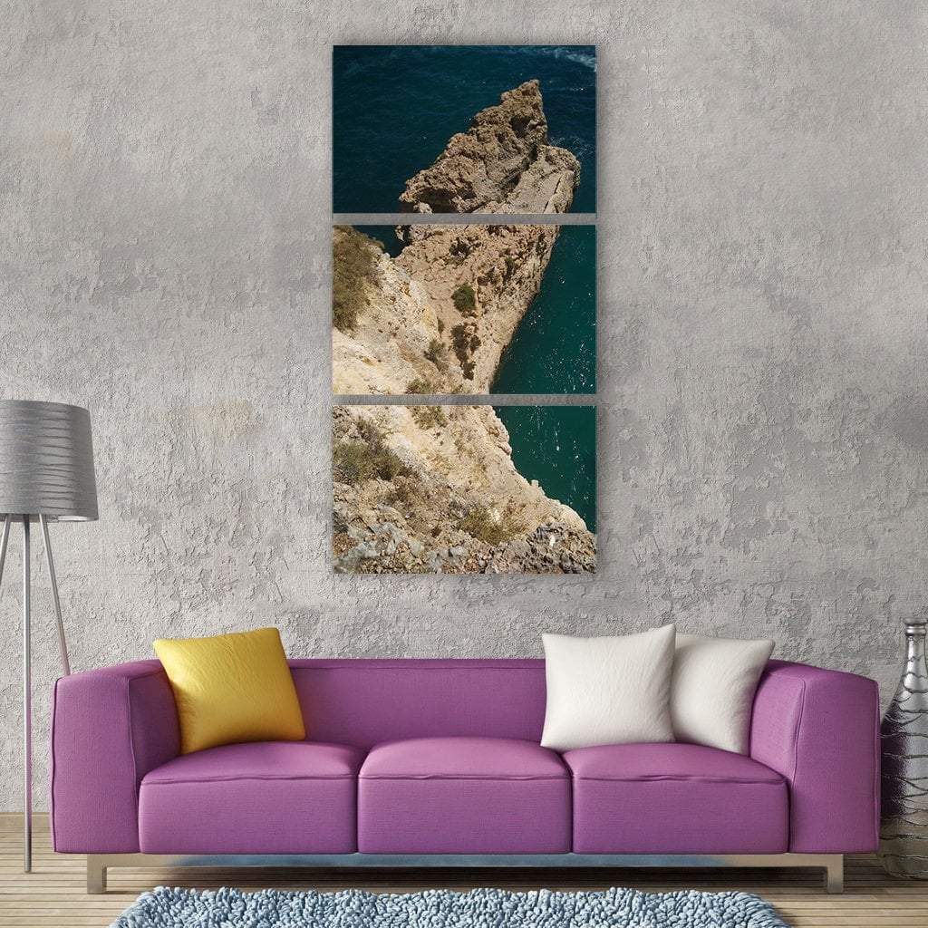 Algarve Beach In Portugal Vertical Canvas Wall Art-3 Vertical-Gallery Wrap-12" x 25"-Tiaracle