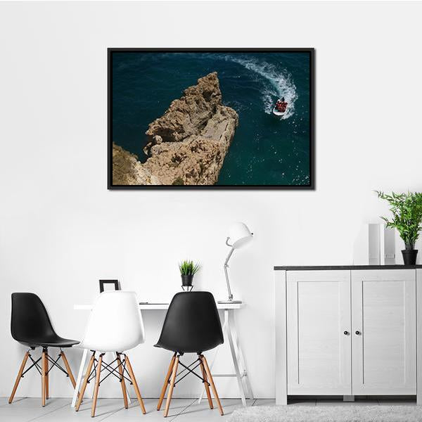 Algarve Beach In Portugal Vertical Canvas Wall Art-3 Vertical-Gallery Wrap-12" x 25"-Tiaracle