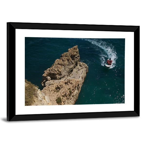 Algarve Beach In Portugal Vertical Canvas Wall Art-3 Vertical-Gallery Wrap-12" x 25"-Tiaracle