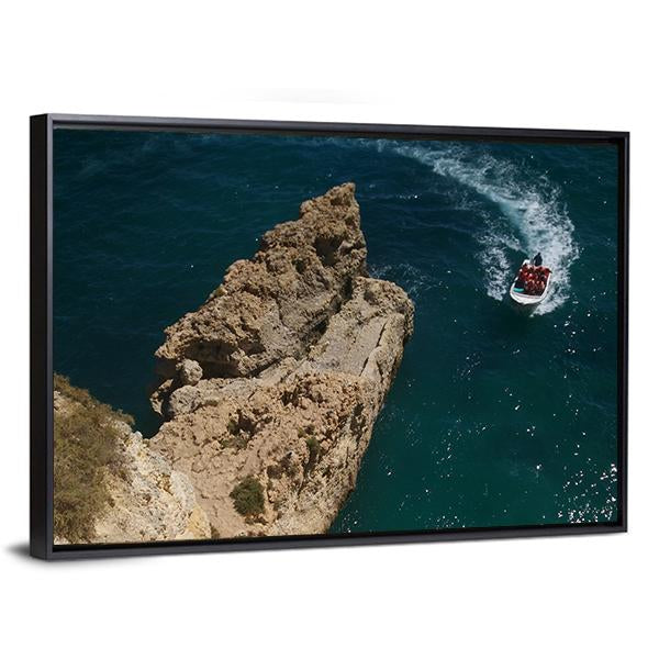 Algarve Beach In Portugal Vertical Canvas Wall Art-3 Vertical-Gallery Wrap-12" x 25"-Tiaracle
