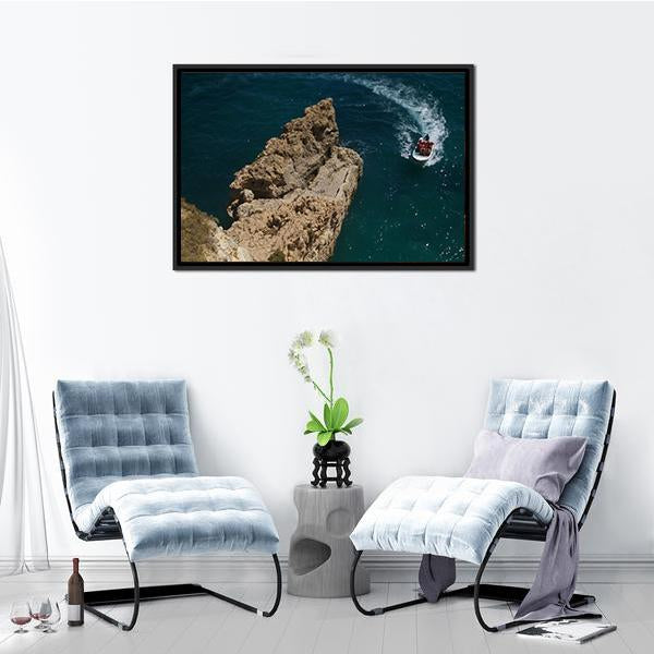 Algarve Beach In Portugal Vertical Canvas Wall Art-3 Vertical-Gallery Wrap-12" x 25"-Tiaracle