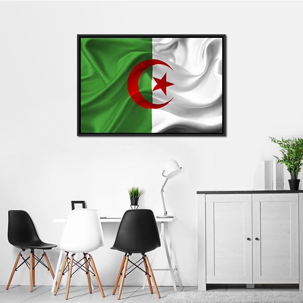 Algeria Flag Canvas Wall Art-1 Piece-Floating Frame-24" x 16"-Tiaracle