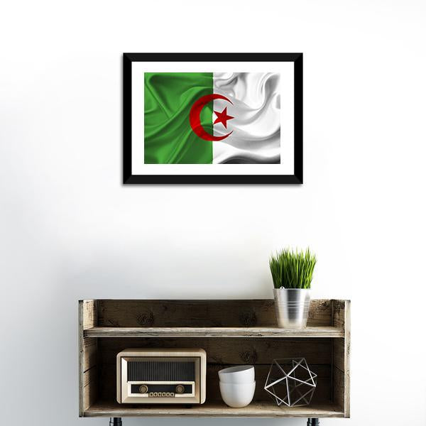 Algeria Flag Canvas Wall Art-1 Piece-Framed Print-20" x 16"-Tiaracle