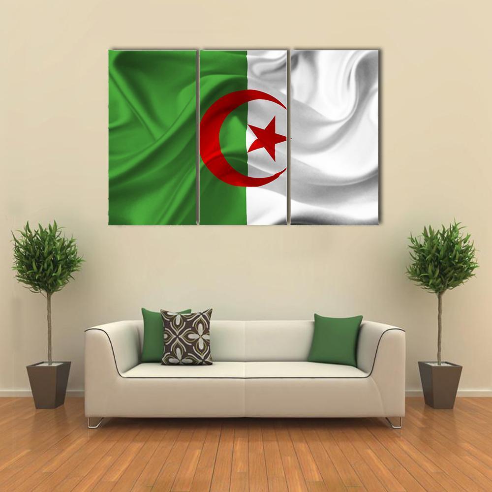 Algeria Flag Canvas Wall Art-3 Horizontal-Gallery Wrap-37" x 24"-Tiaracle
