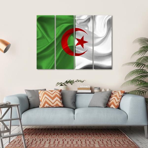Algeria Flag Canvas Wall Art-4 Horizontal-Gallery Wrap-34" x 24"-Tiaracle
