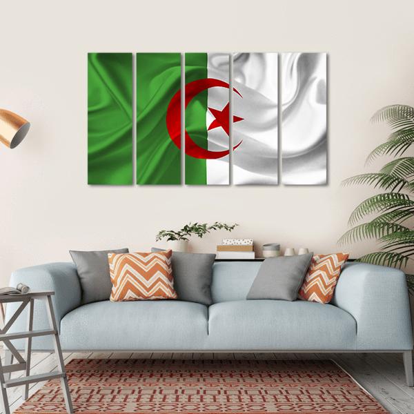 Algeria Flag Canvas Wall Art-5 Horizontal-Gallery Wrap-22" x 12"-Tiaracle