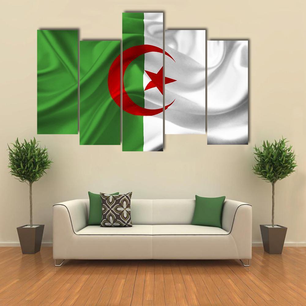 Algeria Flag Canvas Wall Art-5 Pop-Gallery Wrap-47" x 32"-Tiaracle