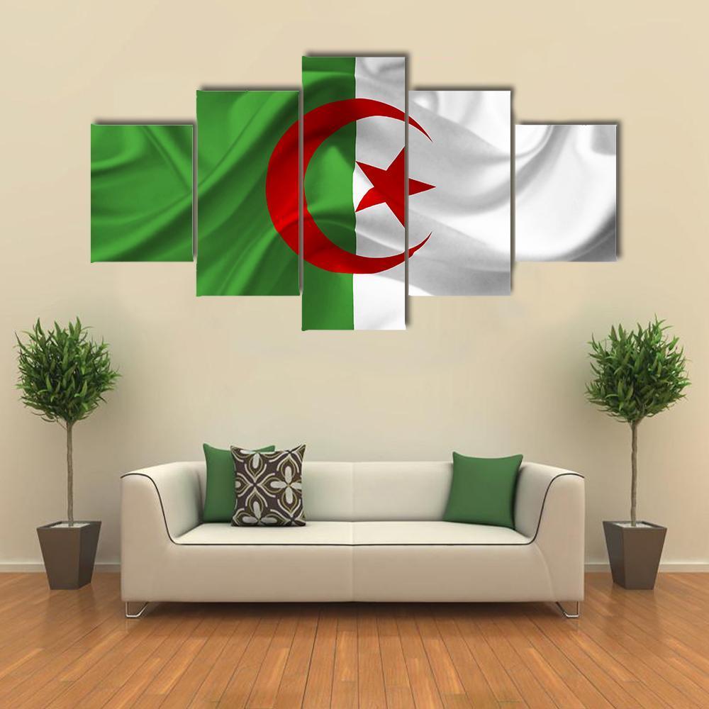 Algeria Flag Canvas Wall Art-1 Piece-Gallery Wrap-48" x 32"-Tiaracle