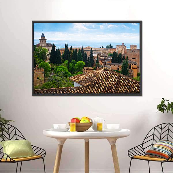 Alhambra City Spain Canvas Wall Art-3 Horizontal-Gallery Wrap-25" x 16"-Tiaracle