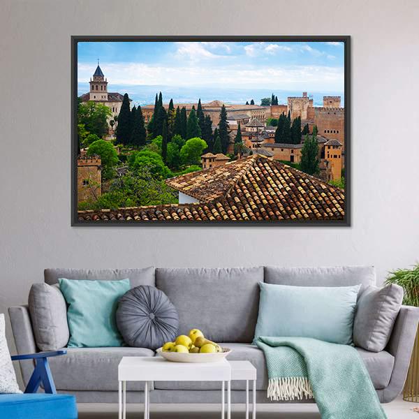 Alhambra City Spain Canvas Wall Art-3 Horizontal-Gallery Wrap-25" x 16"-Tiaracle