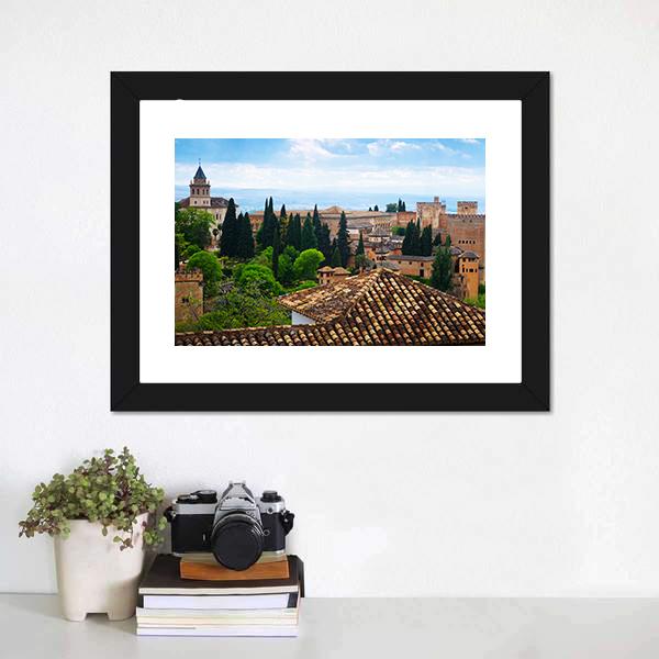Alhambra City Spain Canvas Wall Art-1 Piece-Framed Print-20" x 16"-Tiaracle