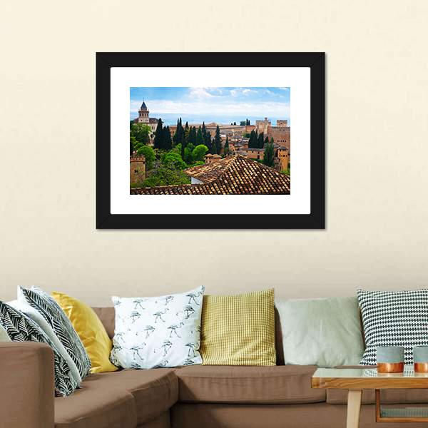 Alhambra City Spain Canvas Wall Art-3 Horizontal-Gallery Wrap-25" x 16"-Tiaracle