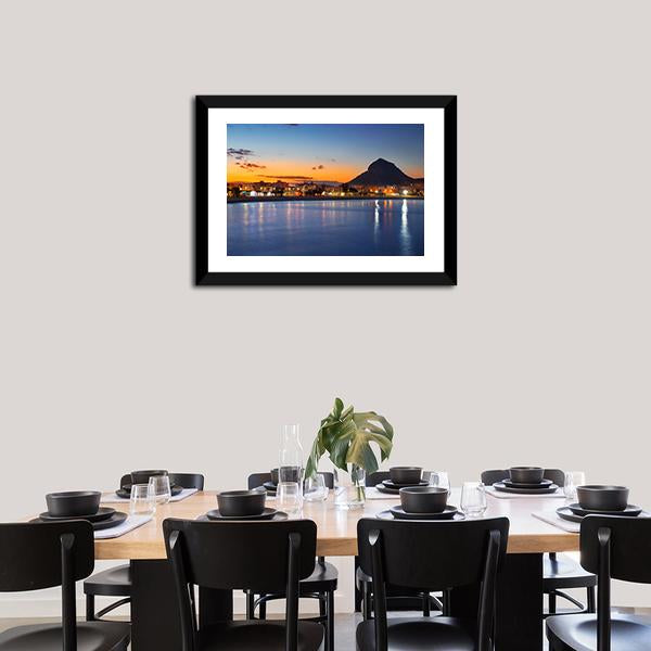 Alicante Javea Beach Cityscape Night Canvas Wall Art-3 Horizontal-Gallery Wrap-25" x 16"-Tiaracle