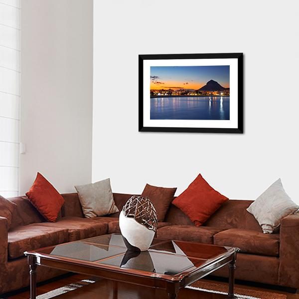 Alicante Javea Beach Cityscape Night Canvas Wall Art-3 Horizontal-Gallery Wrap-25" x 16"-Tiaracle