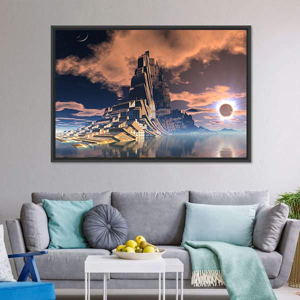 Alien City Canvas Wall Art-3 Horizontal-Gallery Wrap-25" x 16"-Tiaracle