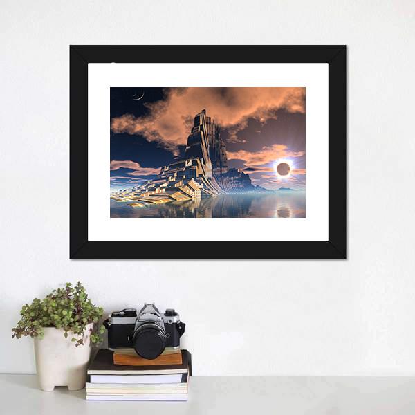 Alien City Canvas Wall Art-1 Piece-Framed Print-20" x 16"-Tiaracle