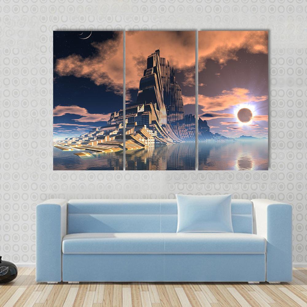 Alien City Canvas Wall Art-3 Horizontal-Gallery Wrap-37" x 24"-Tiaracle