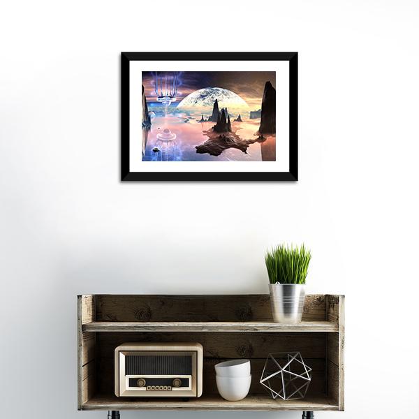 Alien Creature On Distant Planet Canvas Wall Art-1 Piece-Framed Print-20" x 16"-Tiaracle