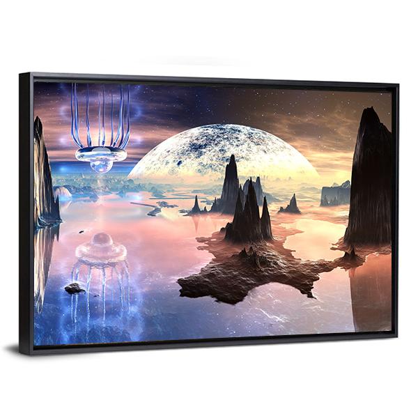 Alien Creature On Distant Planet Canvas Wall Art-5 Horizontal-Gallery Wrap-22" x 12"-Tiaracle