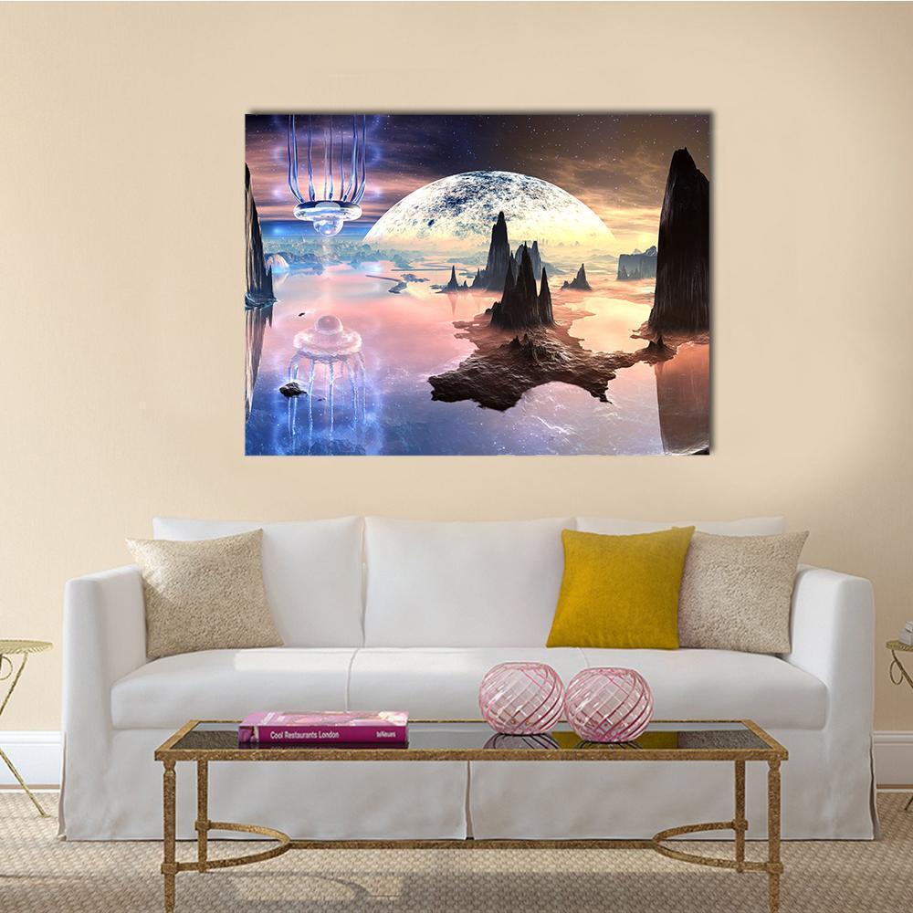 Alien Creature On Distant Planet Canvas Wall Art-1 Piece-Gallery Wrap-48" x 32"-Tiaracle
