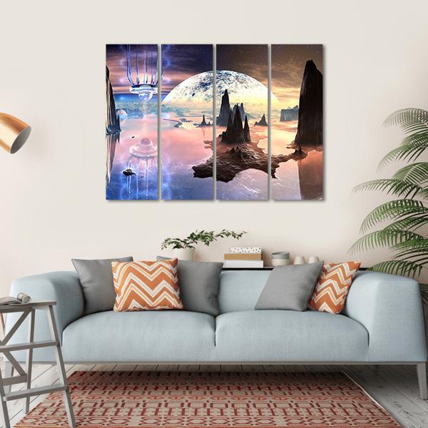 Alien Creature On Distant Planet Canvas Wall Art-4 Horizontal-Gallery Wrap-34" x 24"-Tiaracle