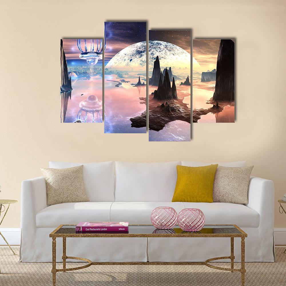 Alien Creature On Distant Planet Canvas Wall Art-4 Pop-Gallery Wrap-50" x 32"-Tiaracle