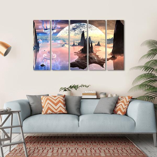 Alien Creature On Distant Planet Canvas Wall Art-5 Horizontal-Gallery Wrap-22" x 12"-Tiaracle