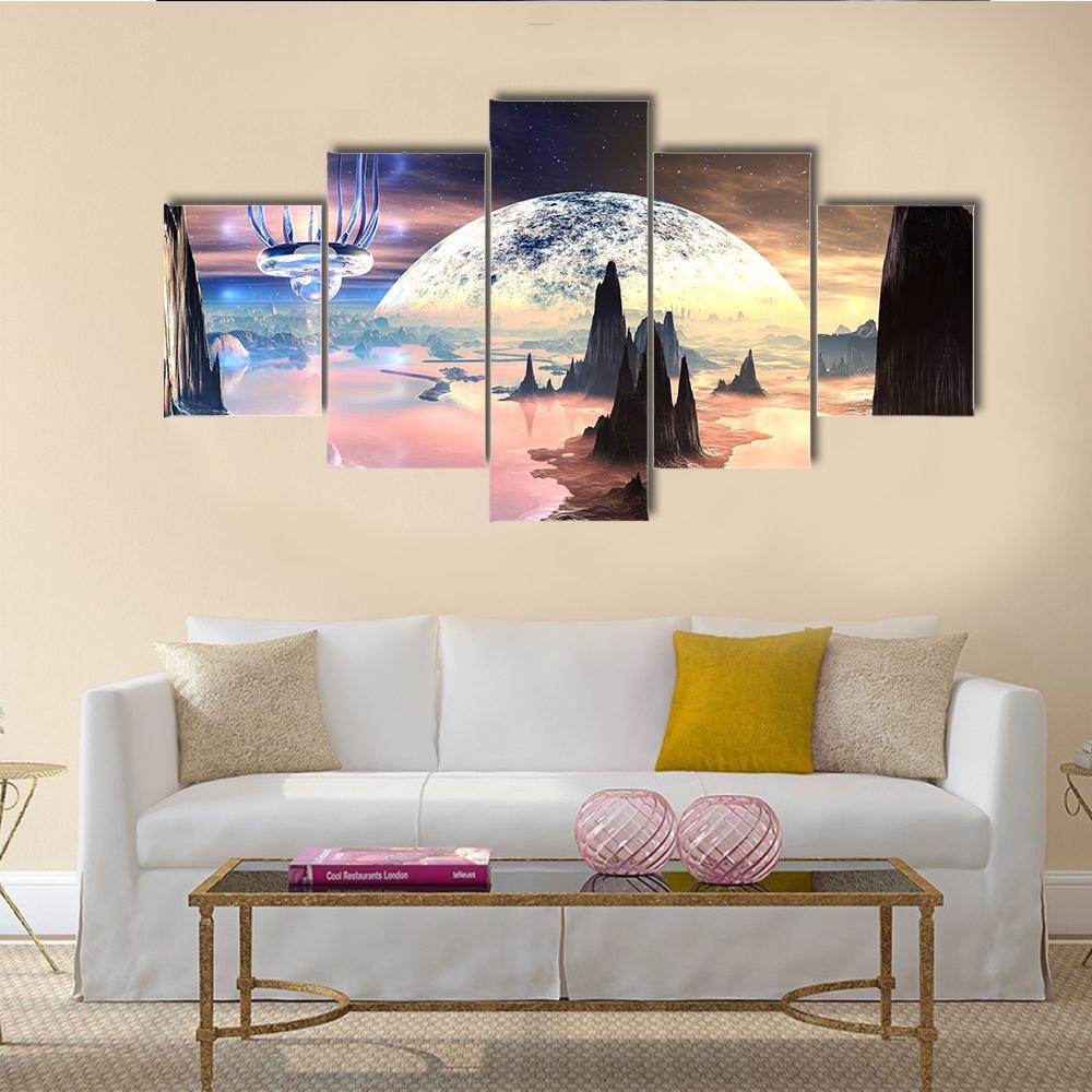 Alien Creature On Distant Planet Canvas Wall Art-5 Star-Gallery Wrap-62" x 32"-Tiaracle