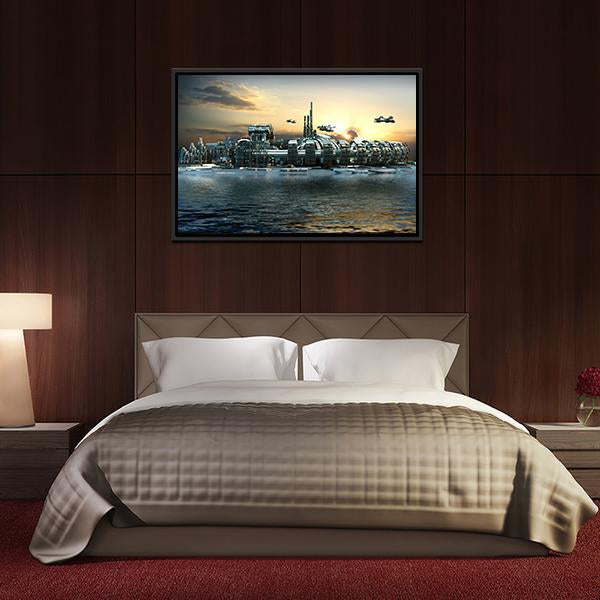 Alien Island City Canvas Wall Art-3 Horizontal-Gallery Wrap-25" x 16"-Tiaracle