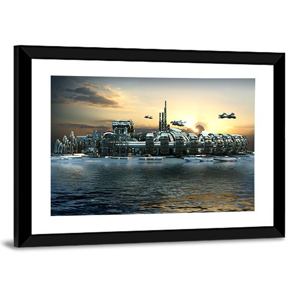 Alien Island City Canvas Wall Art-3 Horizontal-Gallery Wrap-25" x 16"-Tiaracle