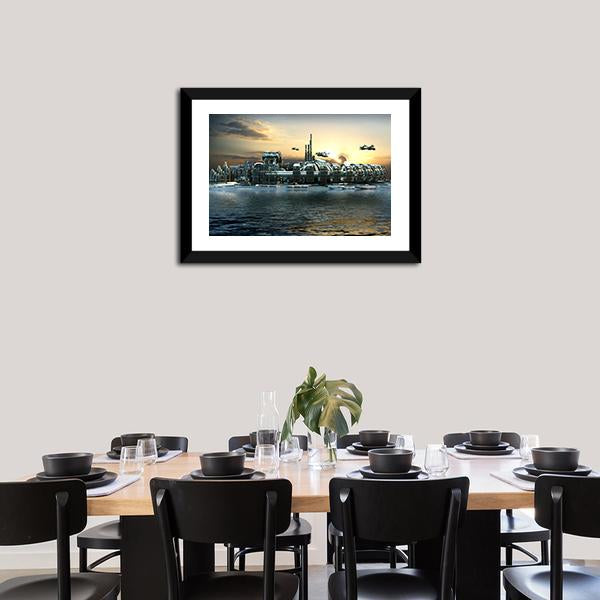 Alien Island City Canvas Wall Art-3 Horizontal-Gallery Wrap-25" x 16"-Tiaracle