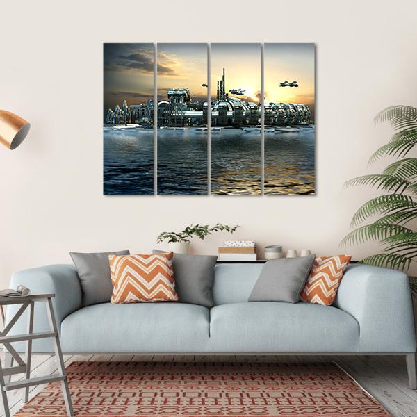 Alien Island City Canvas Wall Art-4 Horizontal-Gallery Wrap-34" x 24"-Tiaracle