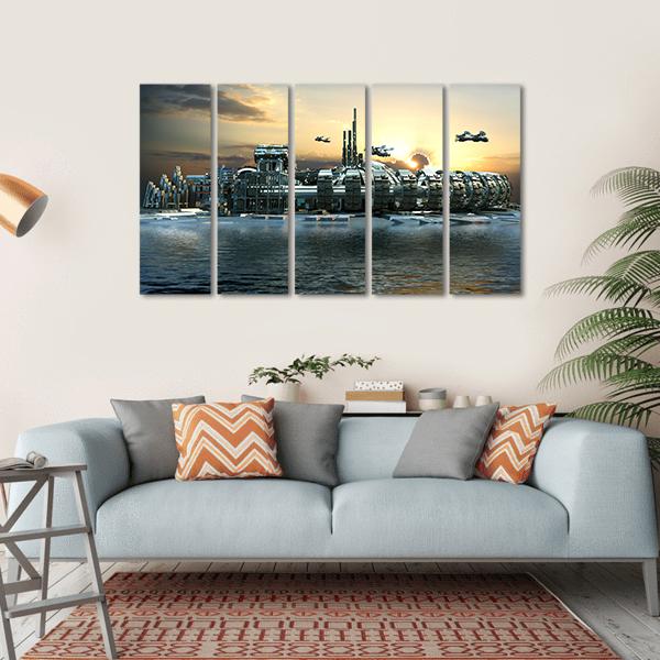 Alien Island City Canvas Wall Art-5 Horizontal-Gallery Wrap-22" x 12"-Tiaracle
