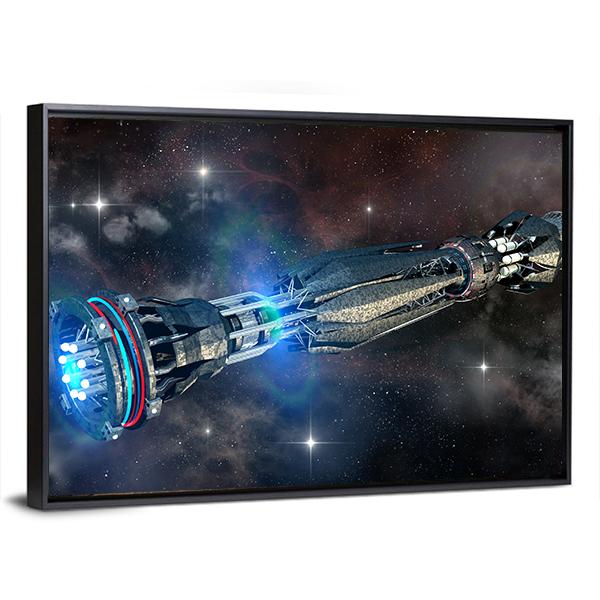 Alien Mothership In Deep Space Canvas Wall Art-3 Horizontal-Gallery Wrap-25" x 16"-Tiaracle