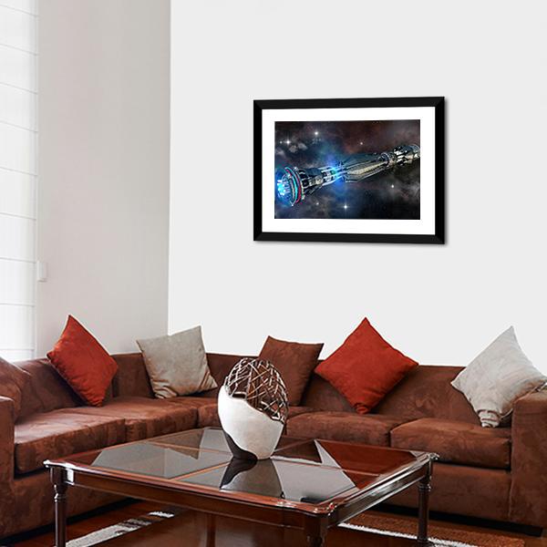 Alien Mothership In Deep Space Canvas Wall Art-3 Horizontal-Gallery Wrap-25" x 16"-Tiaracle