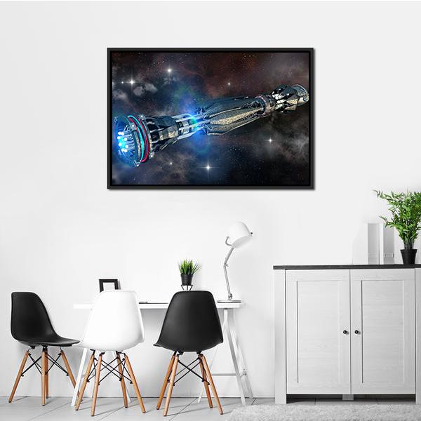 Alien Mothership In Deep Space Panoramic Canvas Wall Art-1 Piece-36" x 12"-Tiaracle