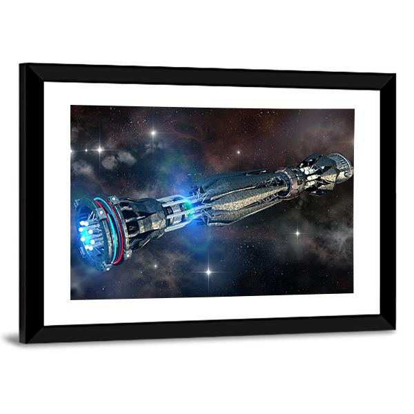 Alien Mothership In Deep Space Panoramic Canvas Wall Art-1 Piece-36" x 12"-Tiaracle