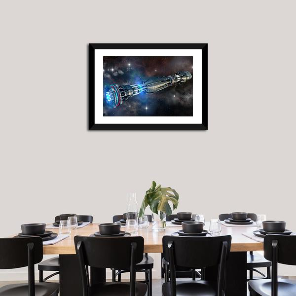 Alien Mothership In Deep Space Panoramic Canvas Wall Art-1 Piece-36" x 12"-Tiaracle