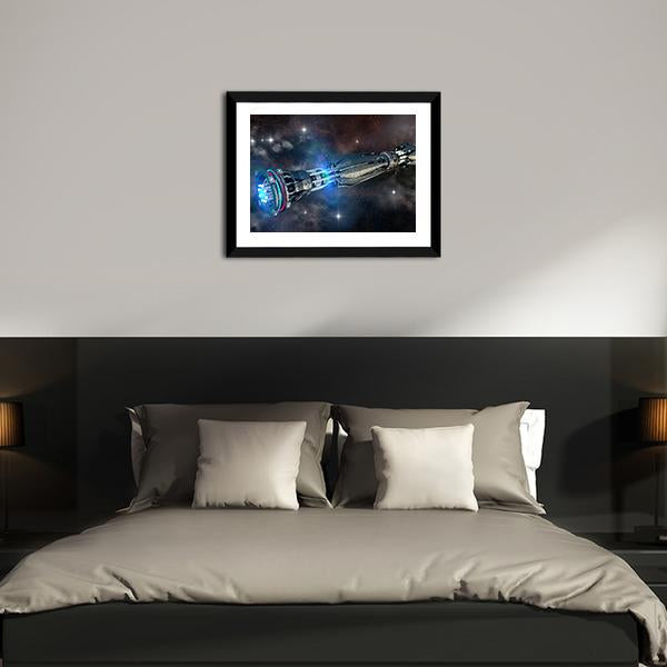 Alien Mothership In Deep Space Panoramic Canvas Wall Art-1 Piece-36" x 12"-Tiaracle
