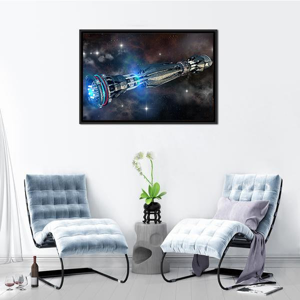 Alien Mothership In Deep Space Panoramic Canvas Wall Art-1 Piece-36" x 12"-Tiaracle